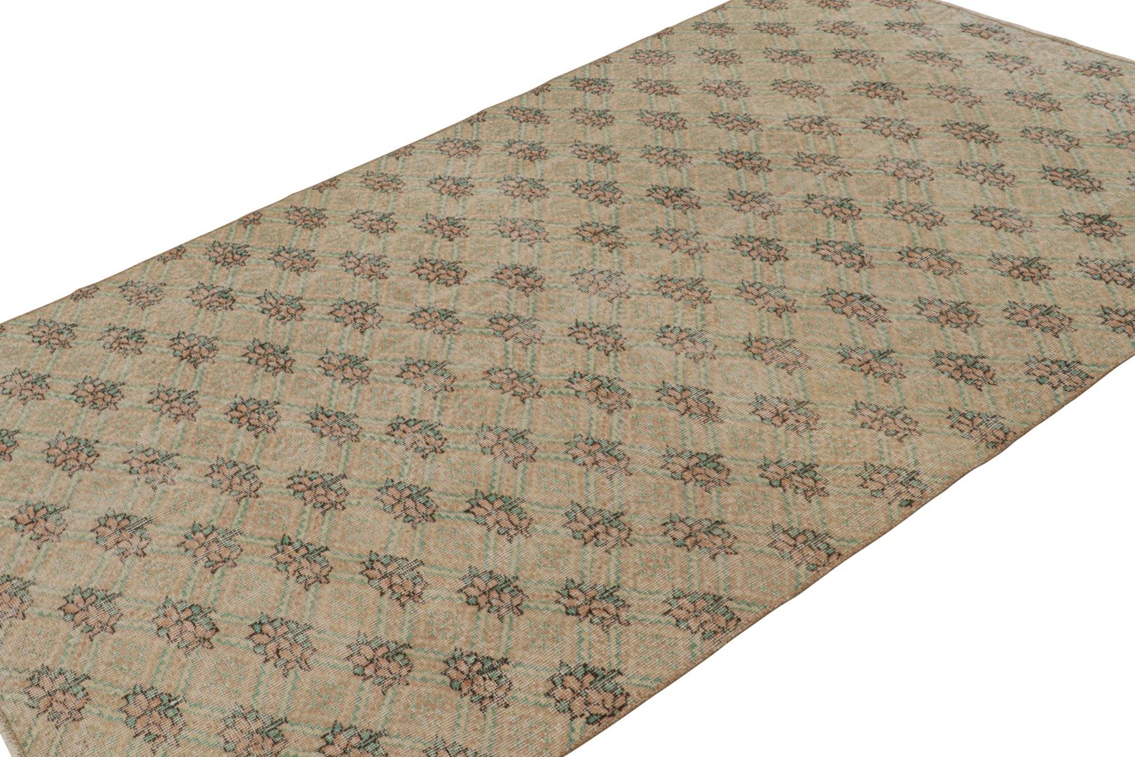 Vintage Zeki Müren Floral Geometric Rug