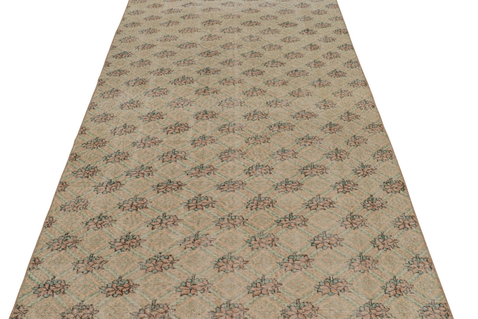 Vintage Zeki Müren Floral Geometric Rug