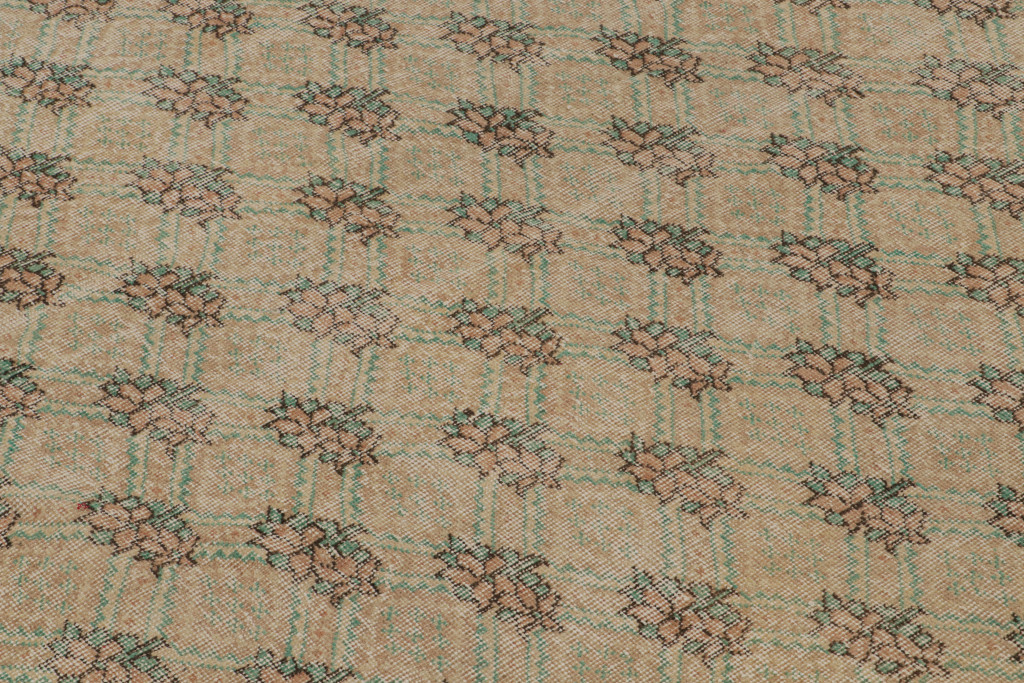 Vintage Zeki Müren Floral Geometric Rug