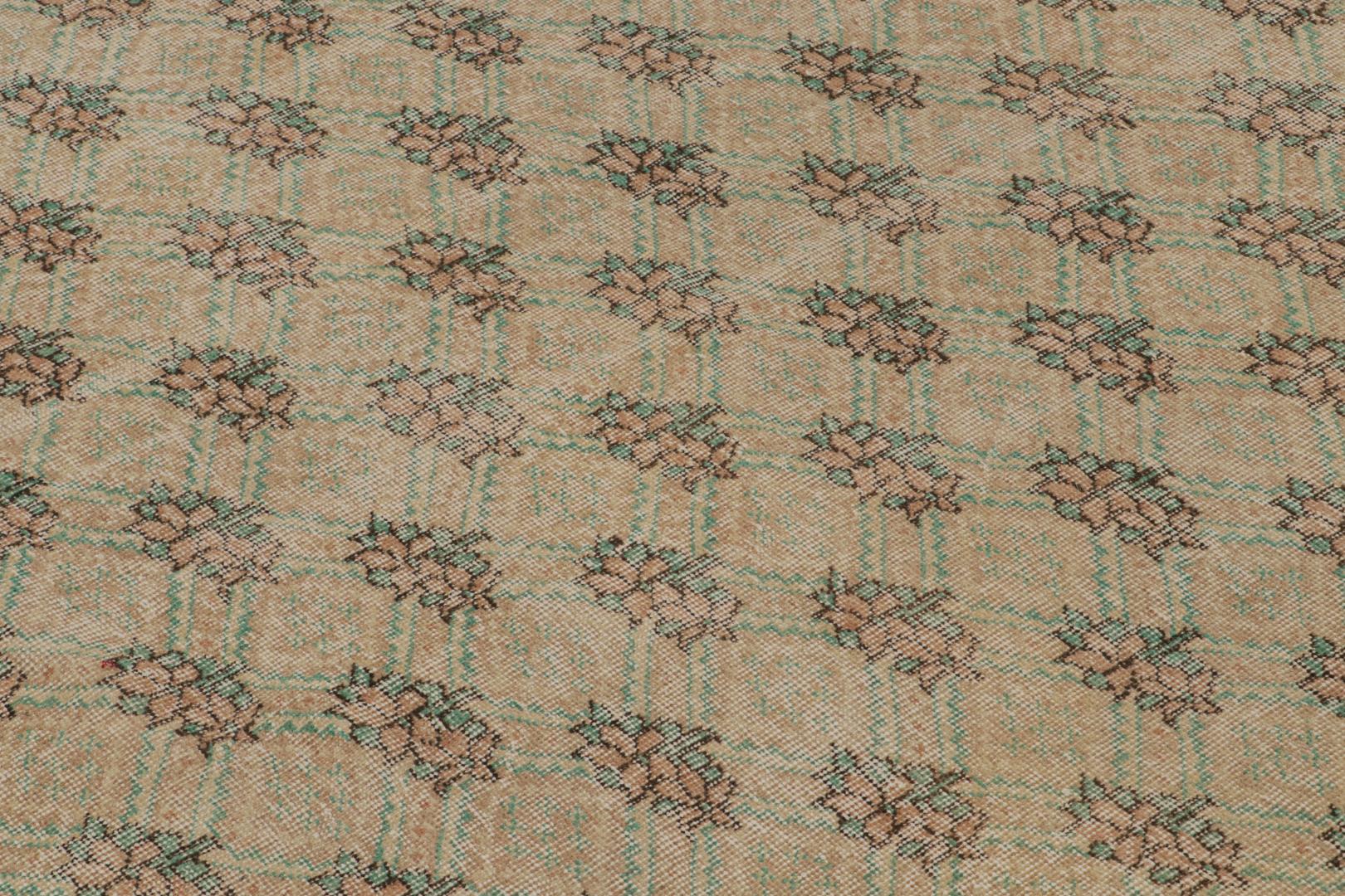 Vintage Zeki Müren Floral Geometric Rug