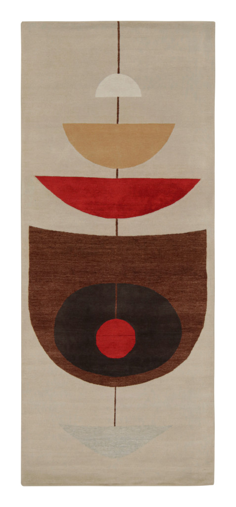 Rug & Kilim x Jenn Ski Beige Mid-Century Modern Rug with Geometric Pattern
