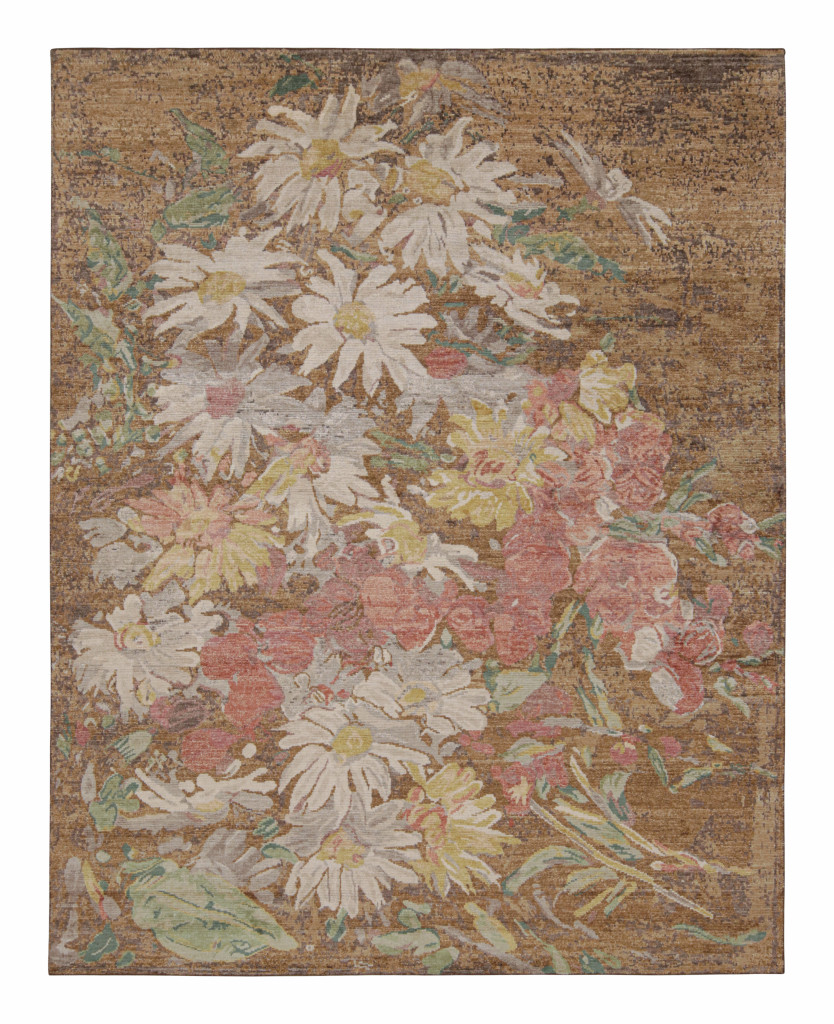 Rug & Kilim’s Contemporary Rug in Brown with Floral Patterns