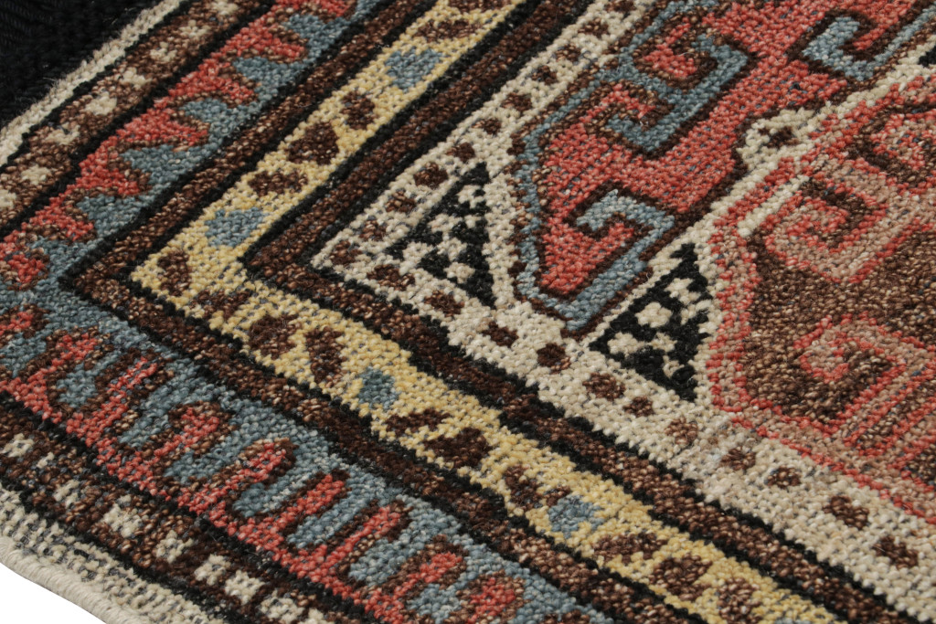 Tribal Square Rug with Primitivist Geometric Pattern