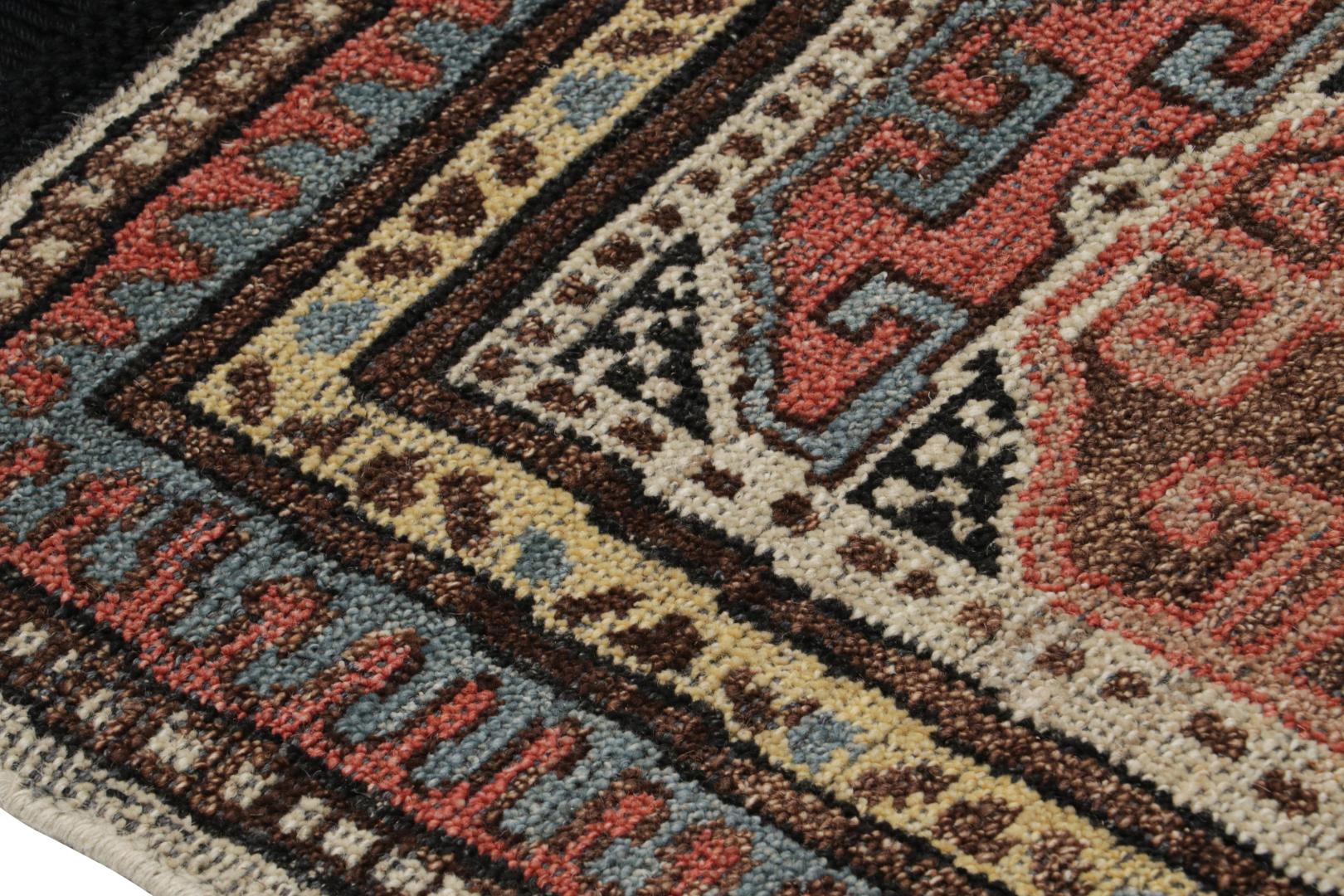 Tribal Square Rug with Primitivist Geometric Pattern