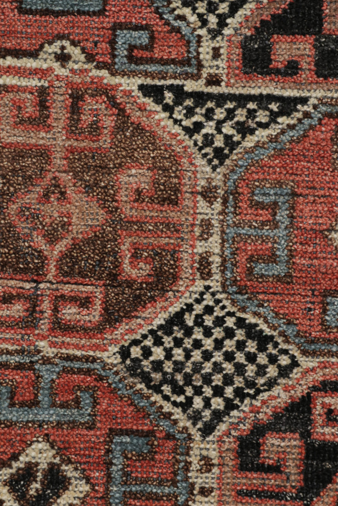 Tribal Square Rug with Primitivist Geometric Pattern