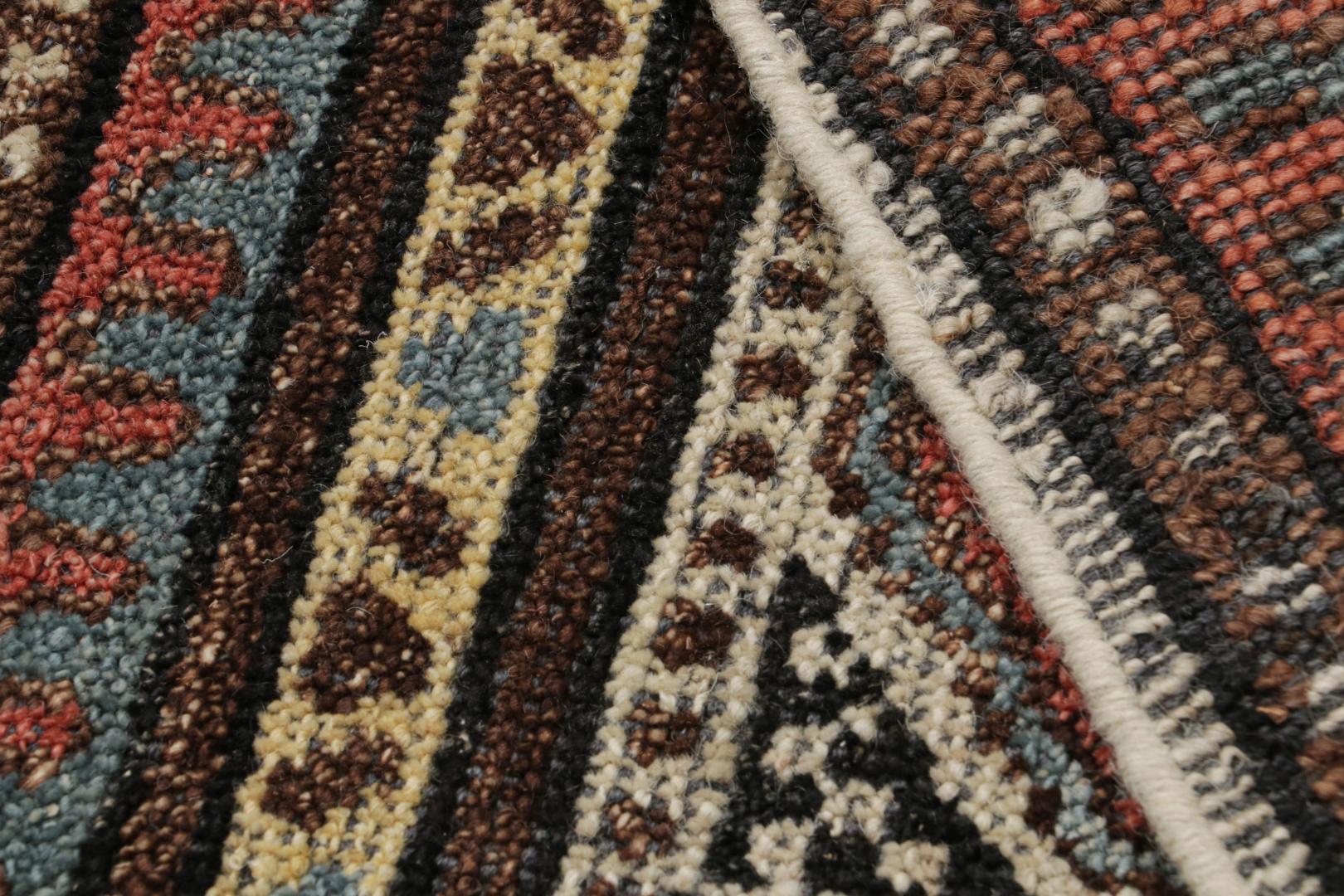 Tribal Square Rug with Primitivist Geometric Pattern