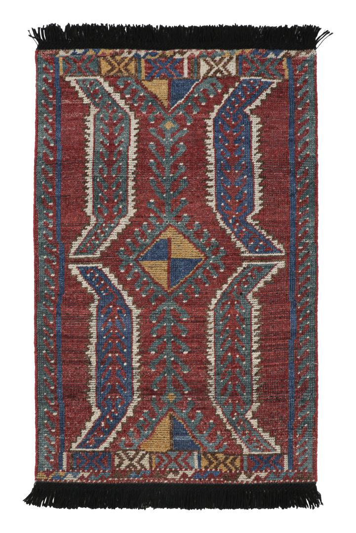 Tribal Rug with Primitivist Geometric Pattern