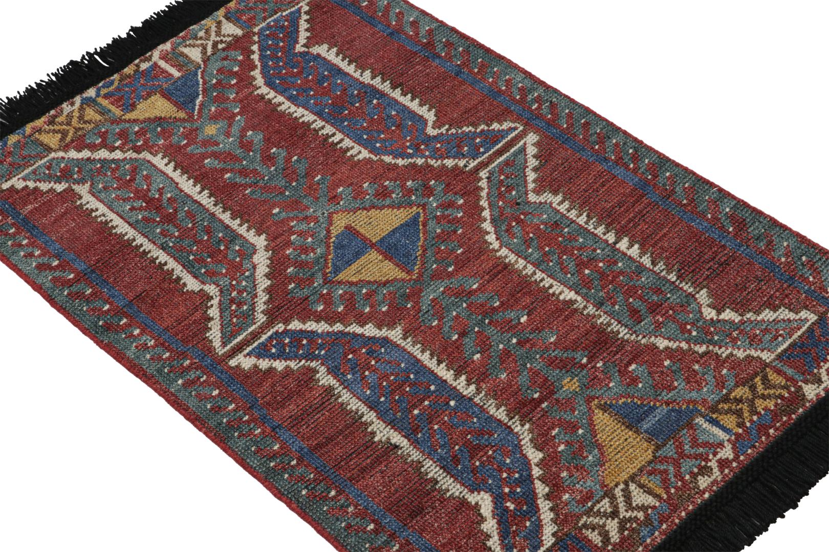 Tribal Rug with Primitivist Geometric Pattern