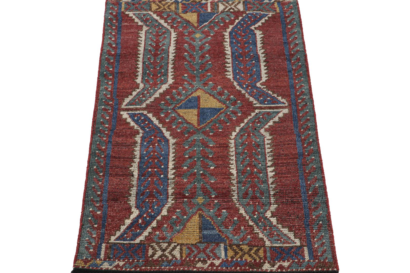 Tribal Rug with Primitivist Geometric Pattern