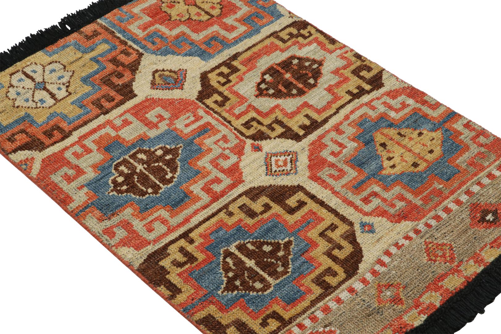 Tribal Rug with Primitivist Geometric Pattern