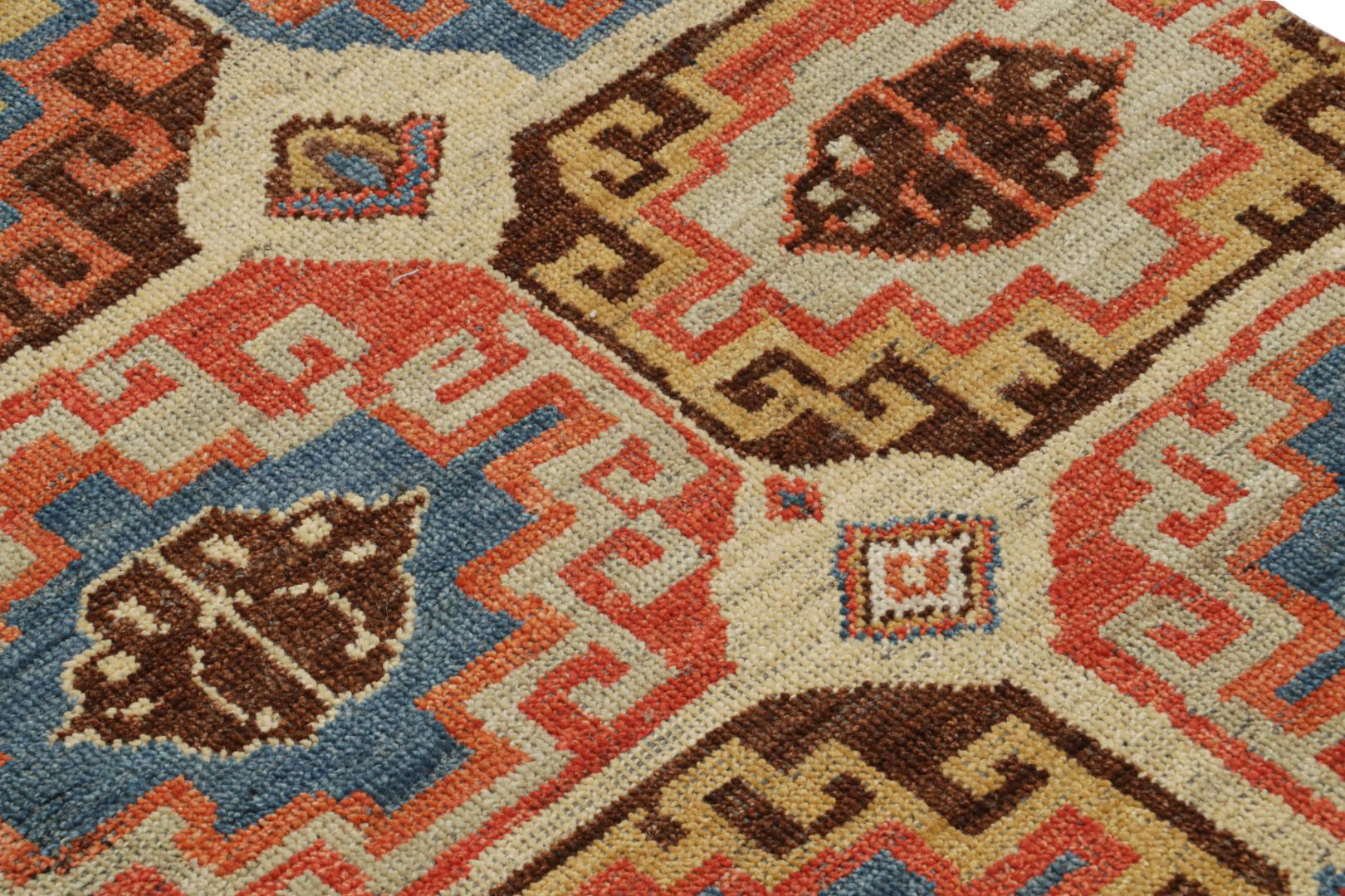 Tribal Rug with Primitivist Geometric Pattern