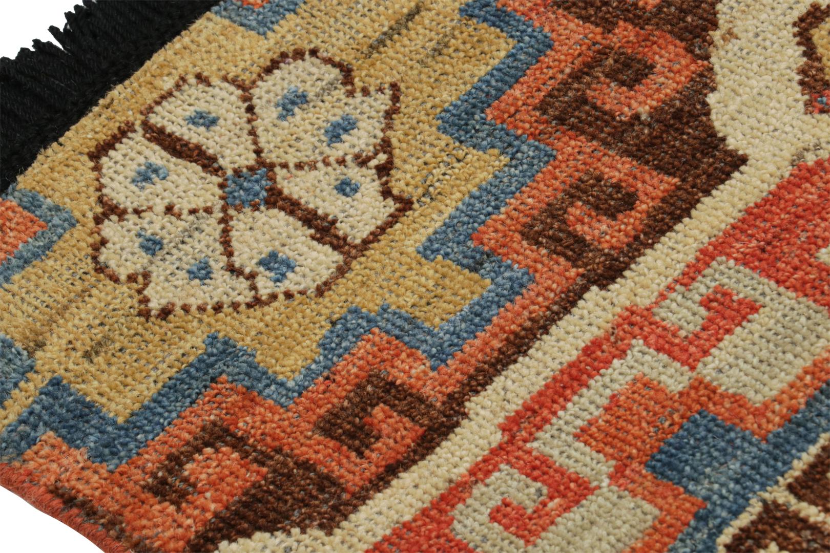 Tribal Rug with Primitivist Geometric Pattern