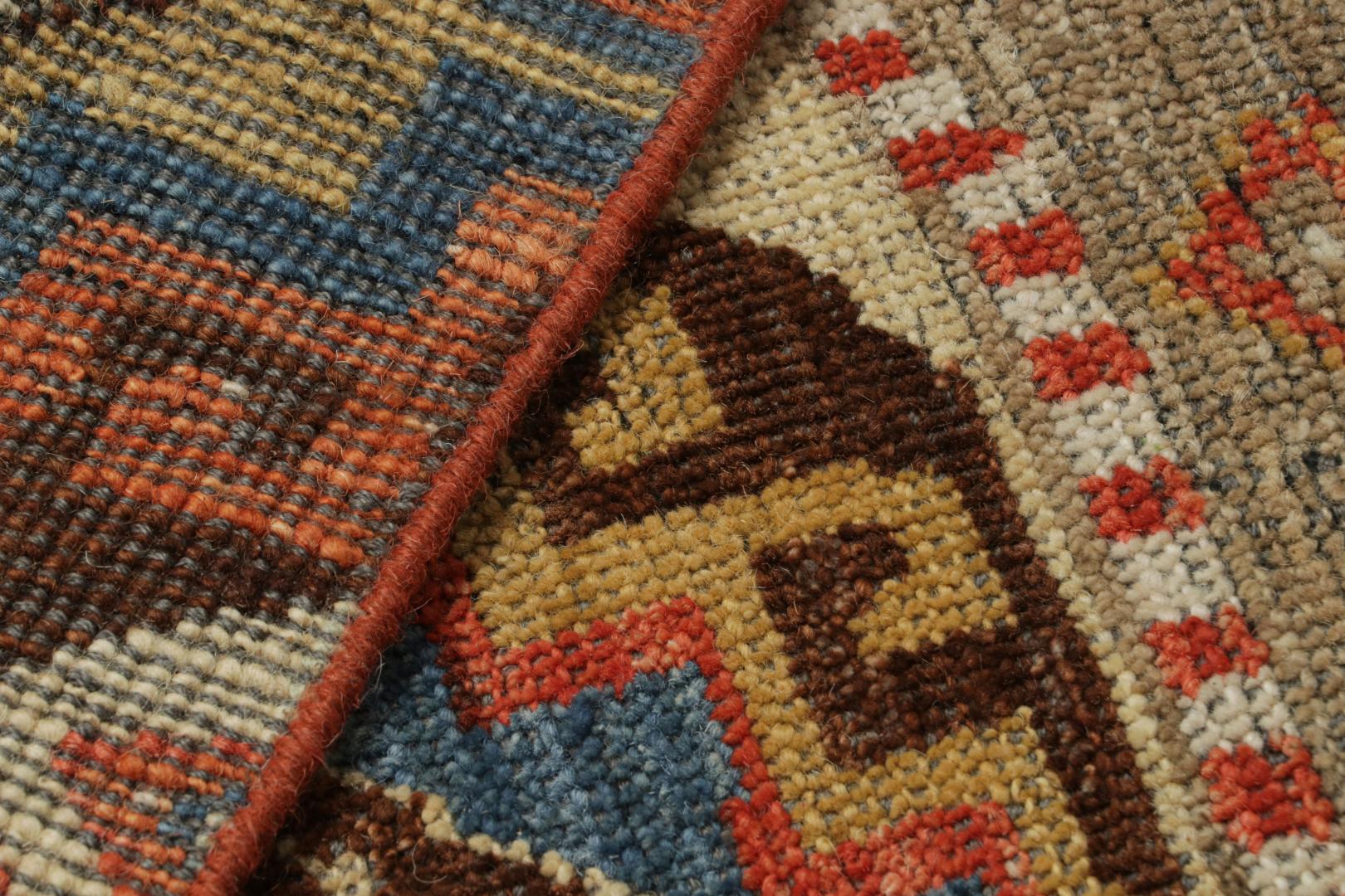 Tribal Rug with Primitivist Geometric Pattern