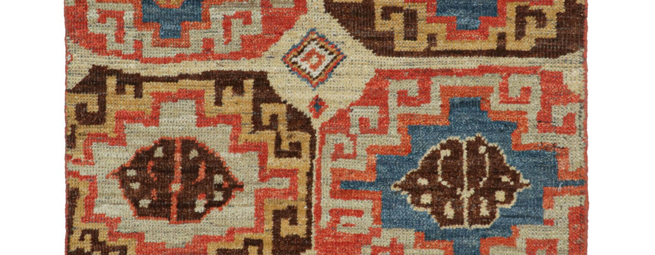 Tribal Rug with Primitivist Geometric Pattern