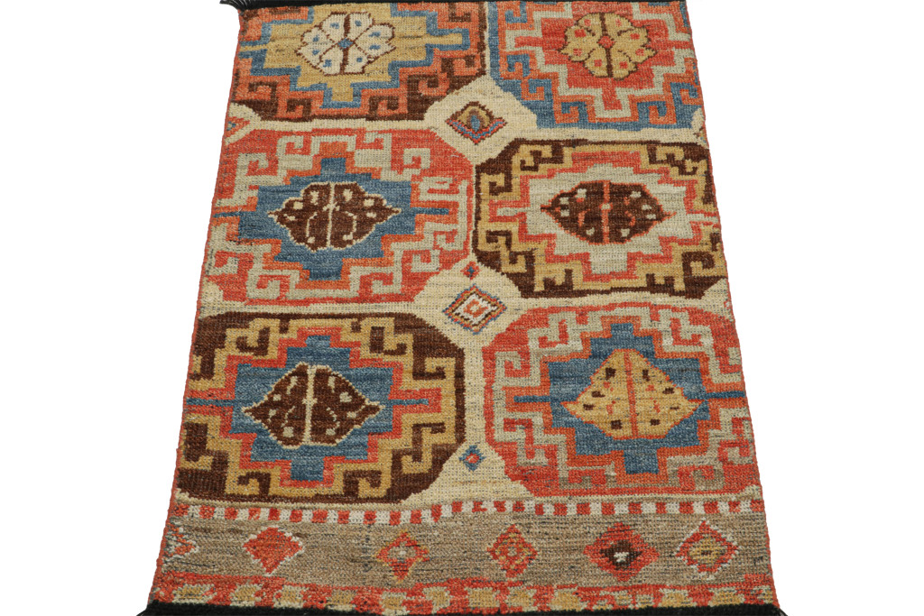 Tribal Rug with Primitivist Geometric Pattern