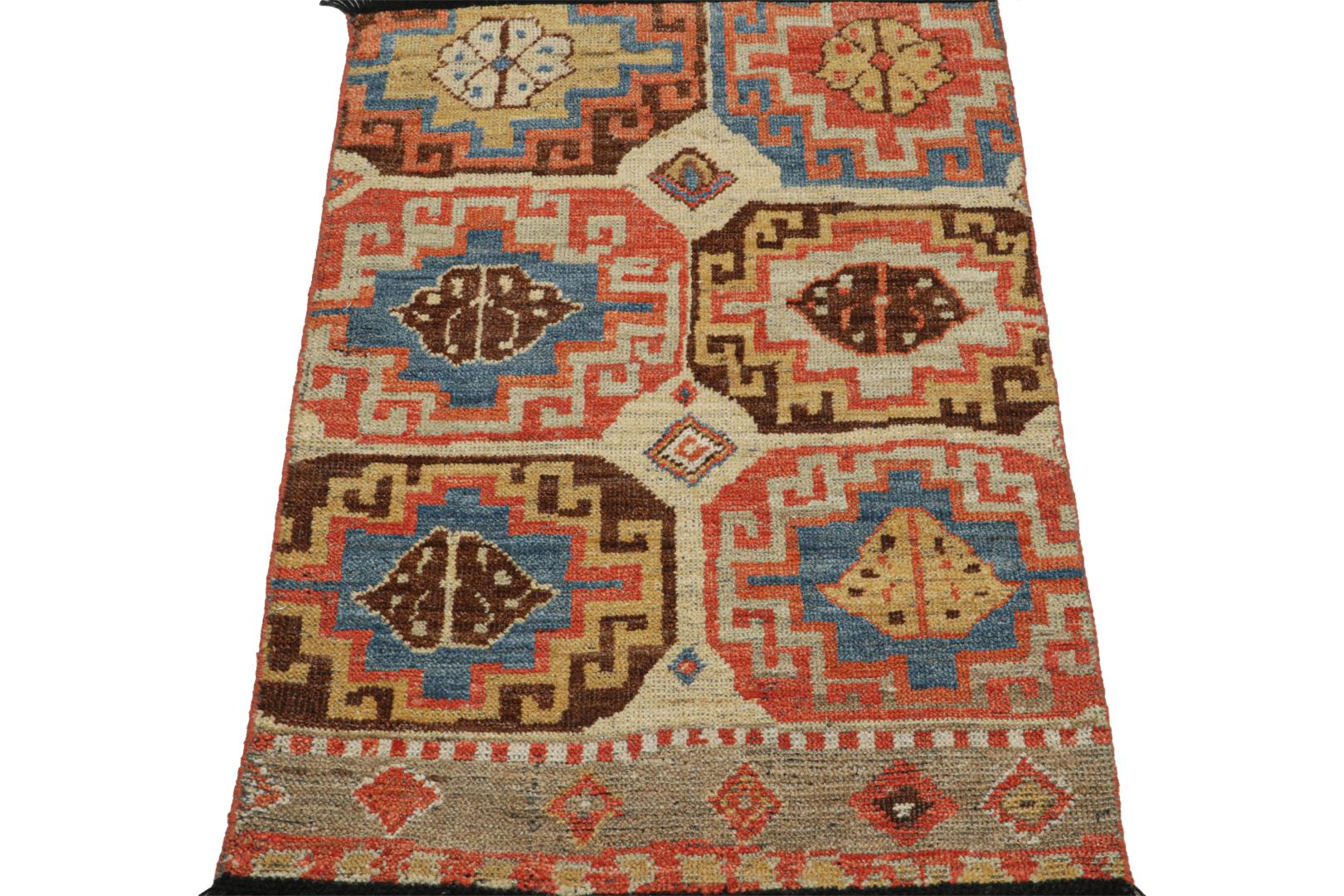 Tribal Rug with Primitivist Geometric Pattern
