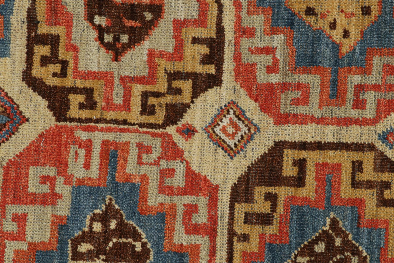 Tribal Rug with Primitivist Geometric Pattern