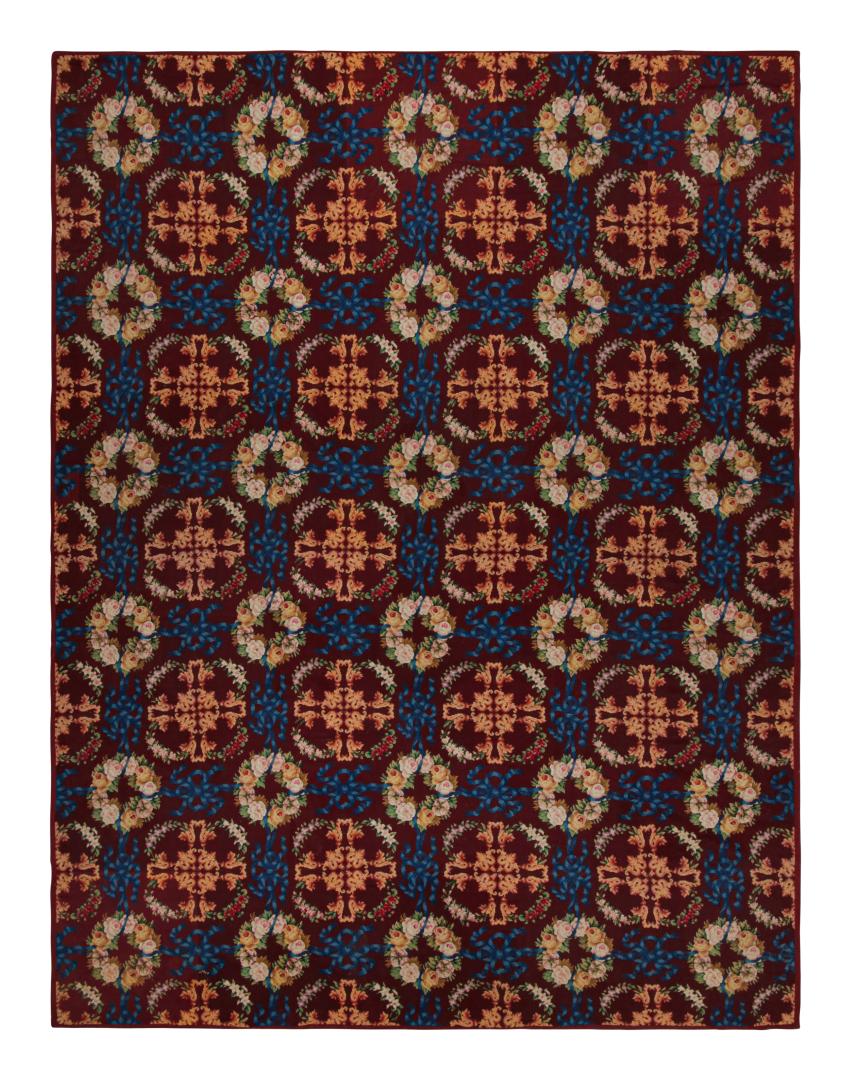 Antique English Needlepoint Floral Rug