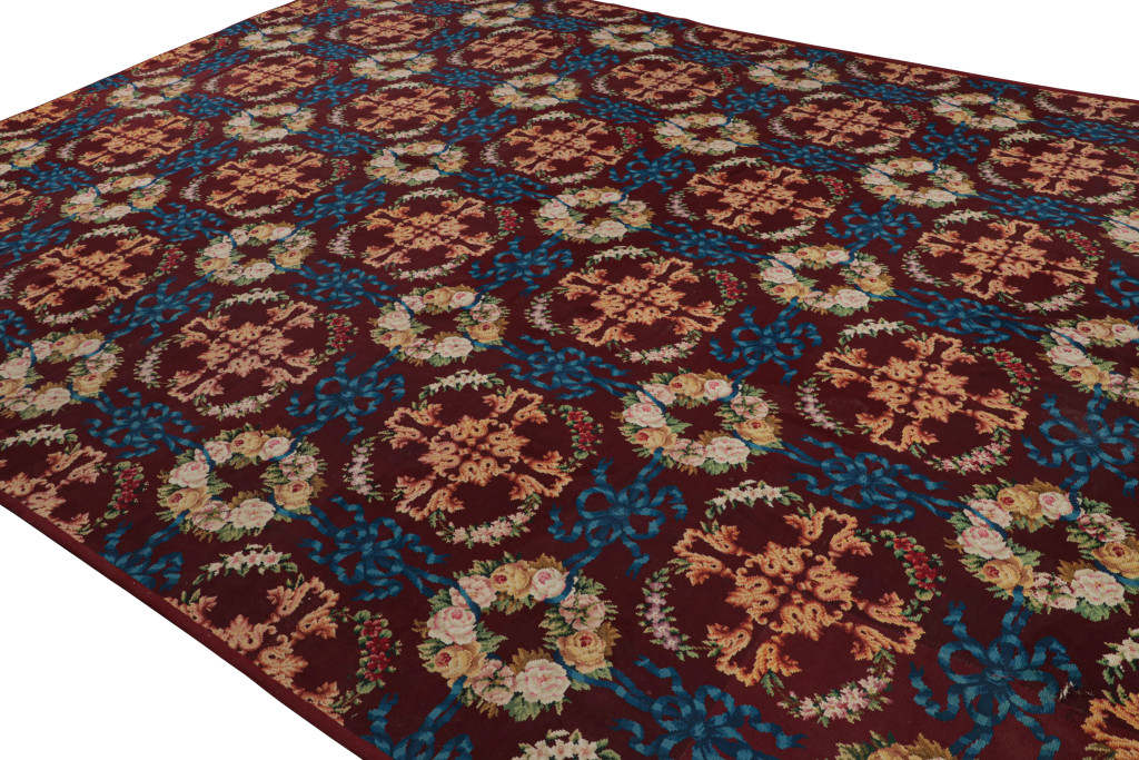 Antique English Needlepoint Floral Rug