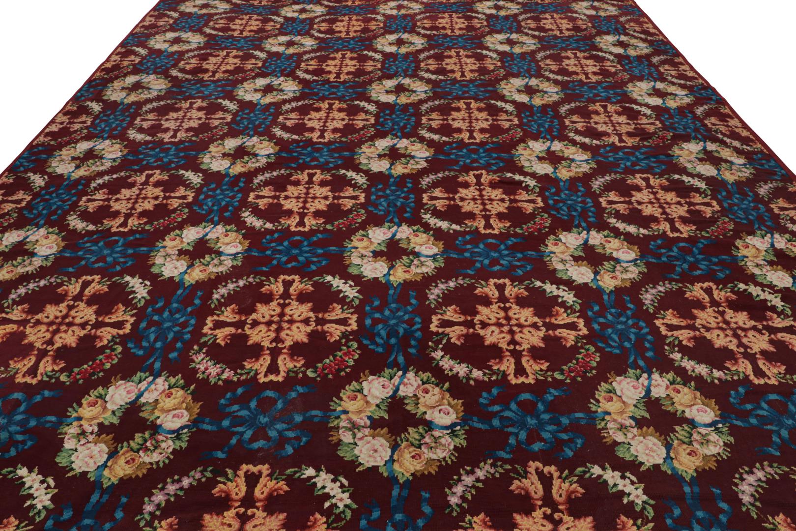 Antique English Needlepoint Floral Rug