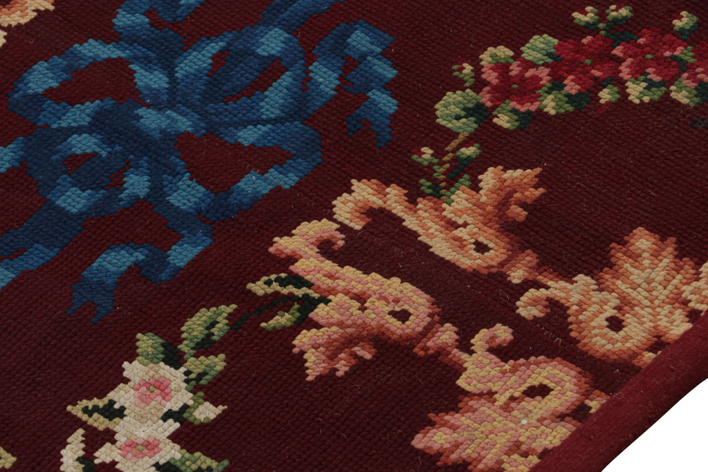 Antique English Needlepoint Floral Rug
