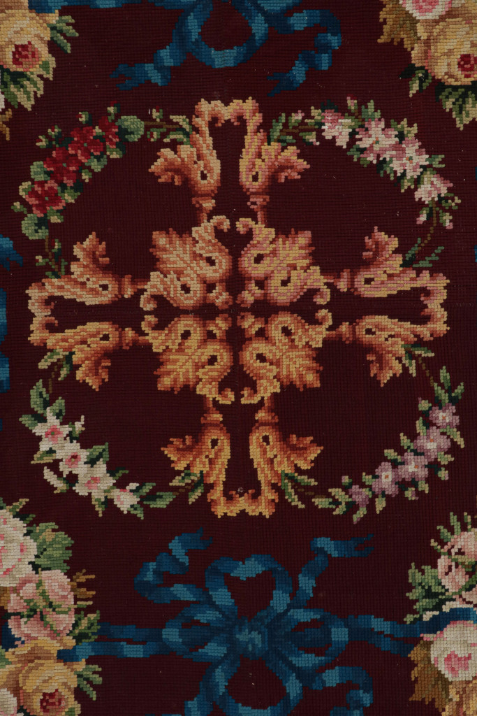 Antique English Needlepoint Floral Rug