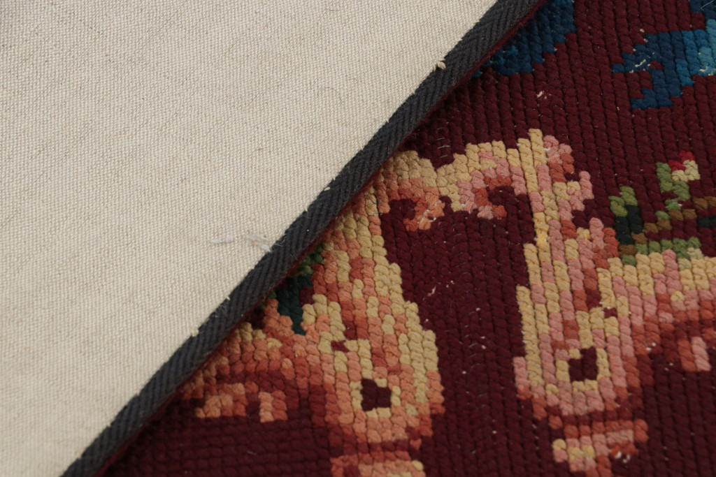 Antique English Needlepoint Floral Rug