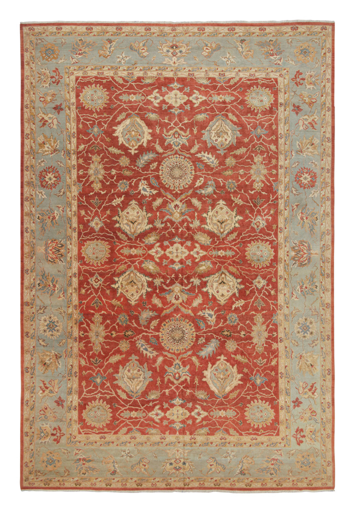 Rug & Kilim’s Oversized Oriental Rug in Red with Floral Patterns