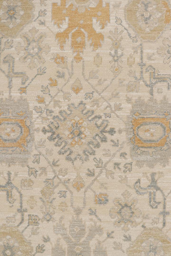 Gray Silk Oushak Rug with Floral Patterns