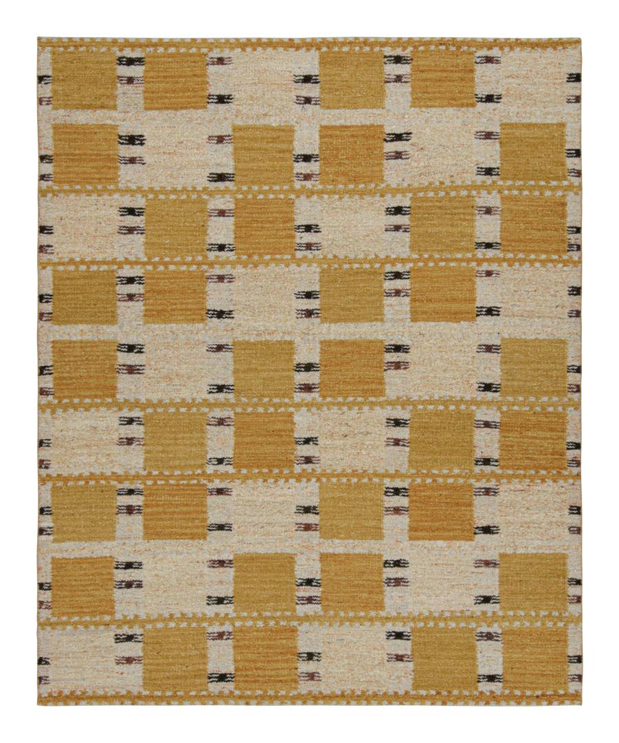 Scandinavian Beige/Brown Custom Trapezoid Kilim Rug