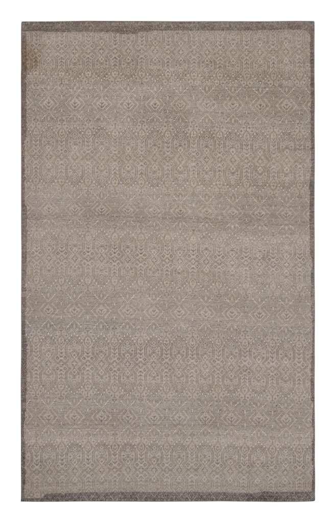 Rug & Kilim’s Contemporary Rug in Beige, Gray and Blue Geometric Patterns