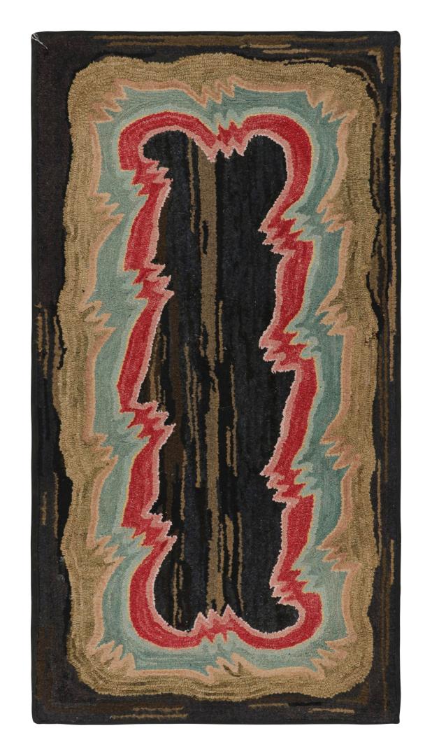 Antique Hooked Geometric Rug