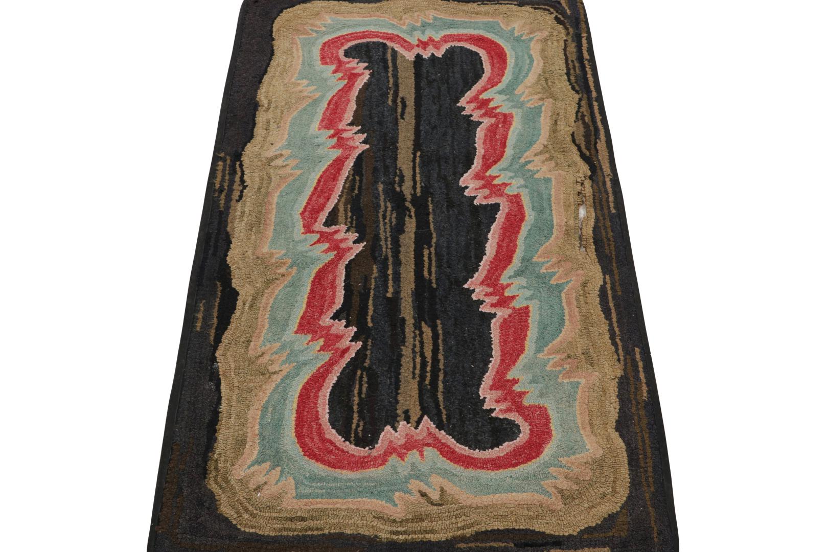 Antique Hooked Geometric Rug