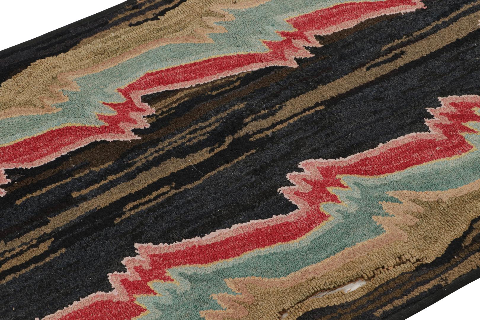 Antique Hooked Geometric Rug