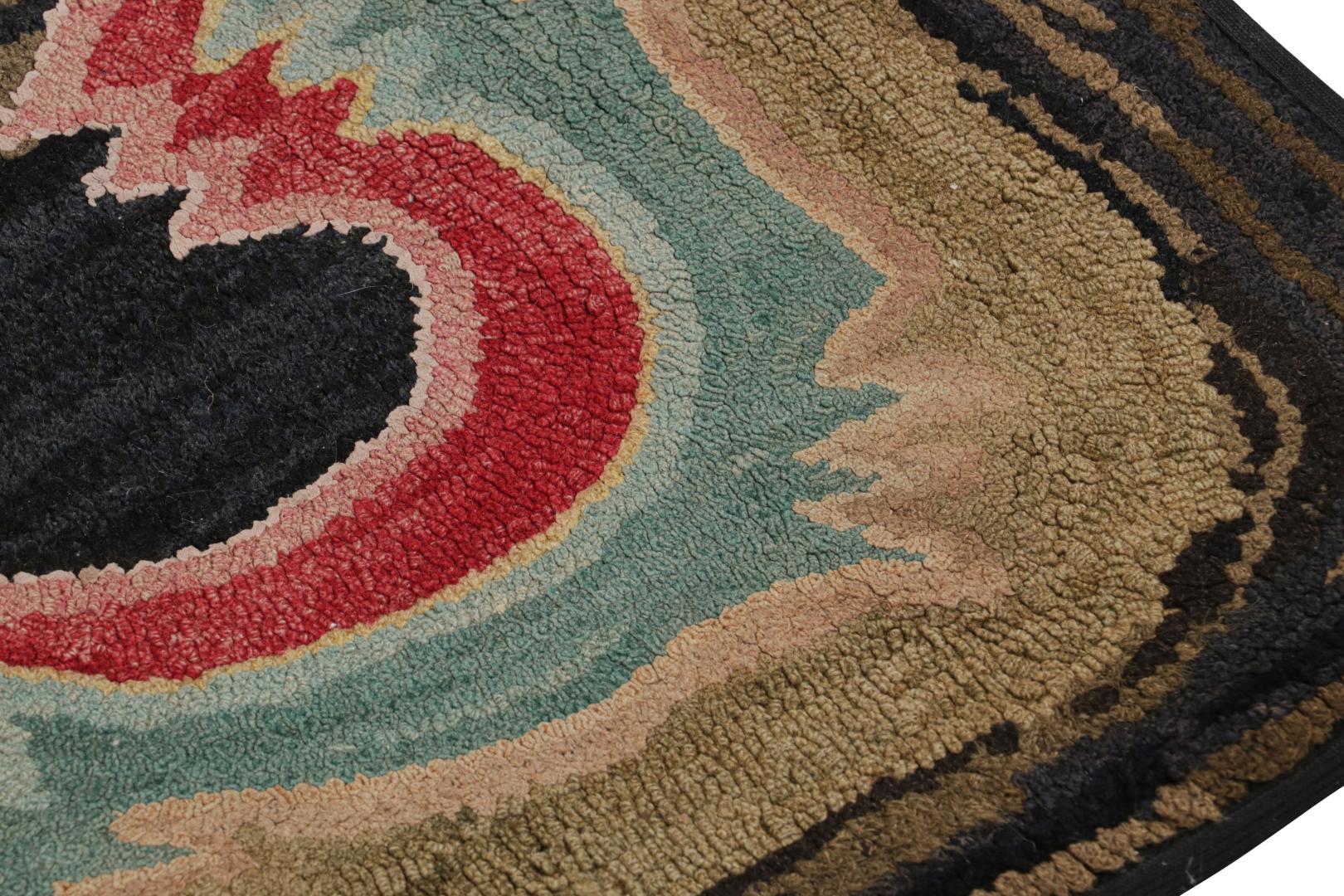 Antique Hooked Geometric Rug