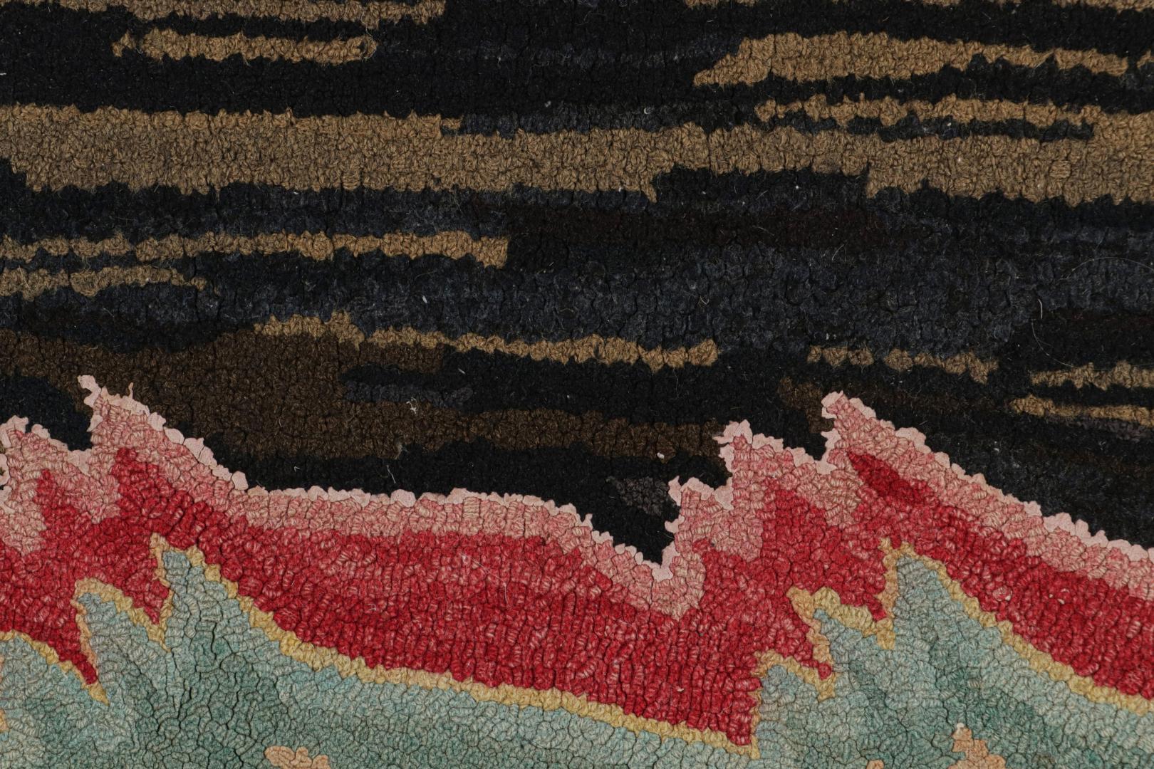 Antique Hooked Geometric Rug