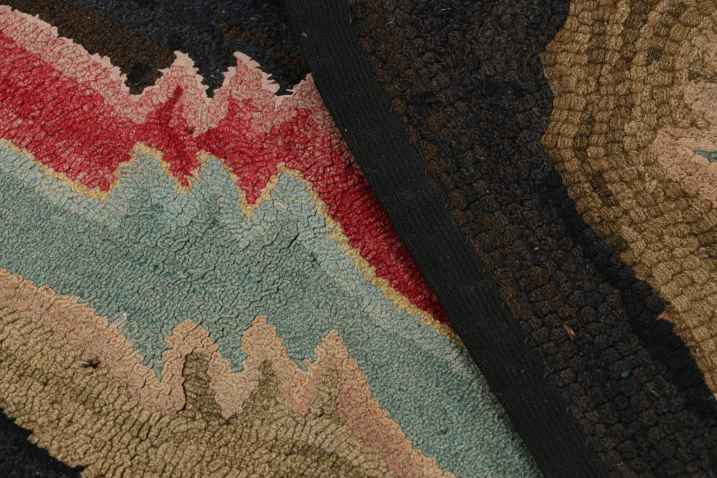 Antique Hooked Geometric Rug