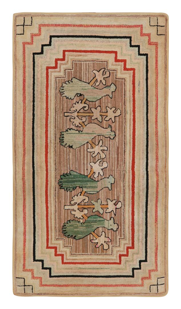 Antique Hooked Bird Pictorial Rug