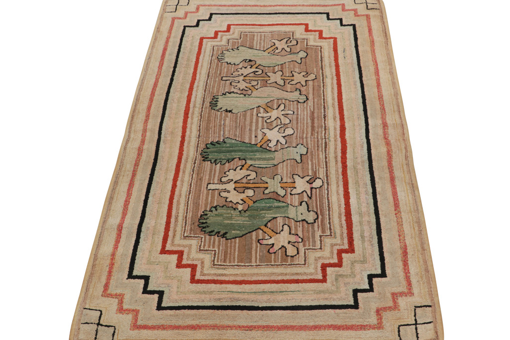 Antique Hooked Bird Pictorial Rug