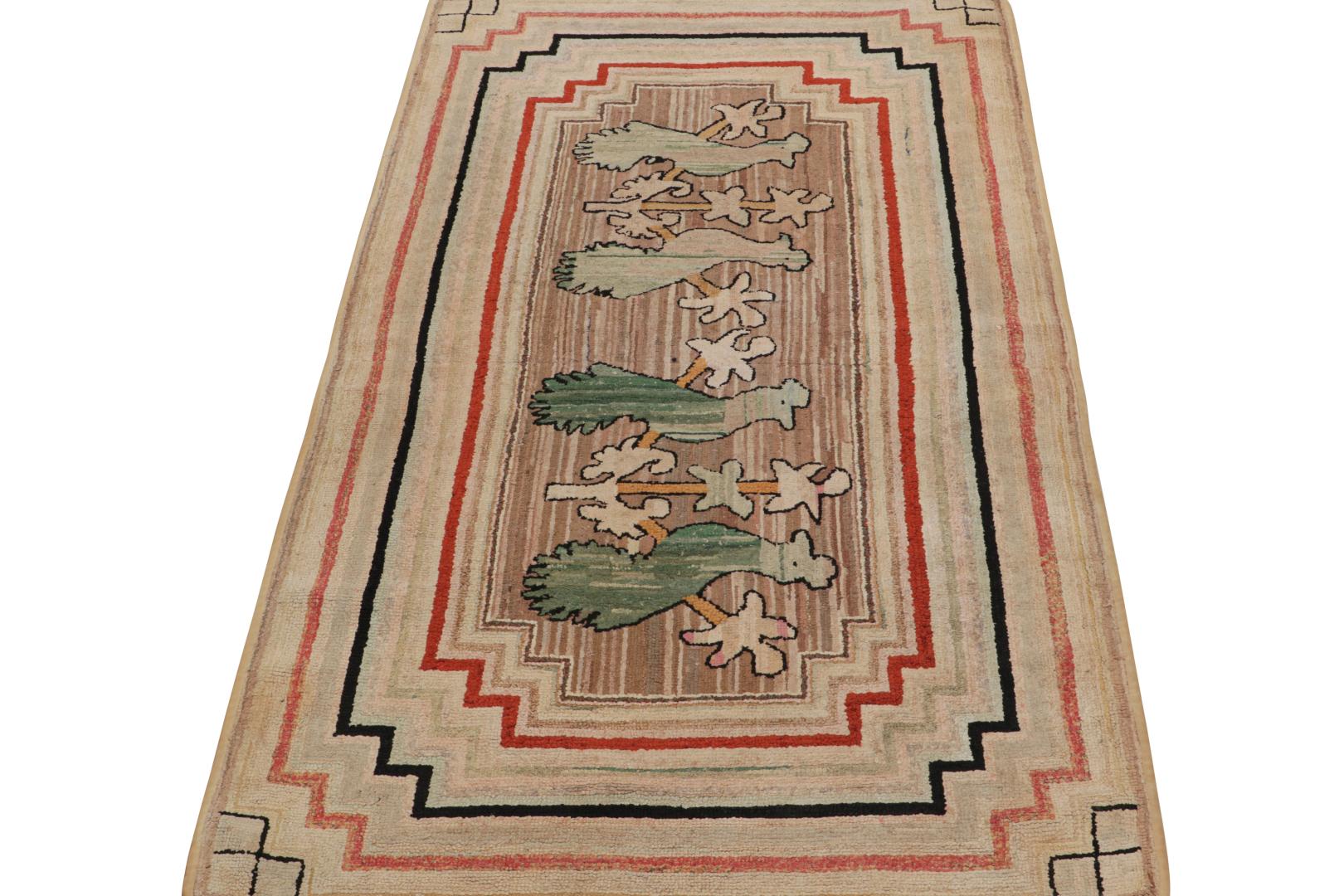 Antique Hooked Bird Pictorial Rug