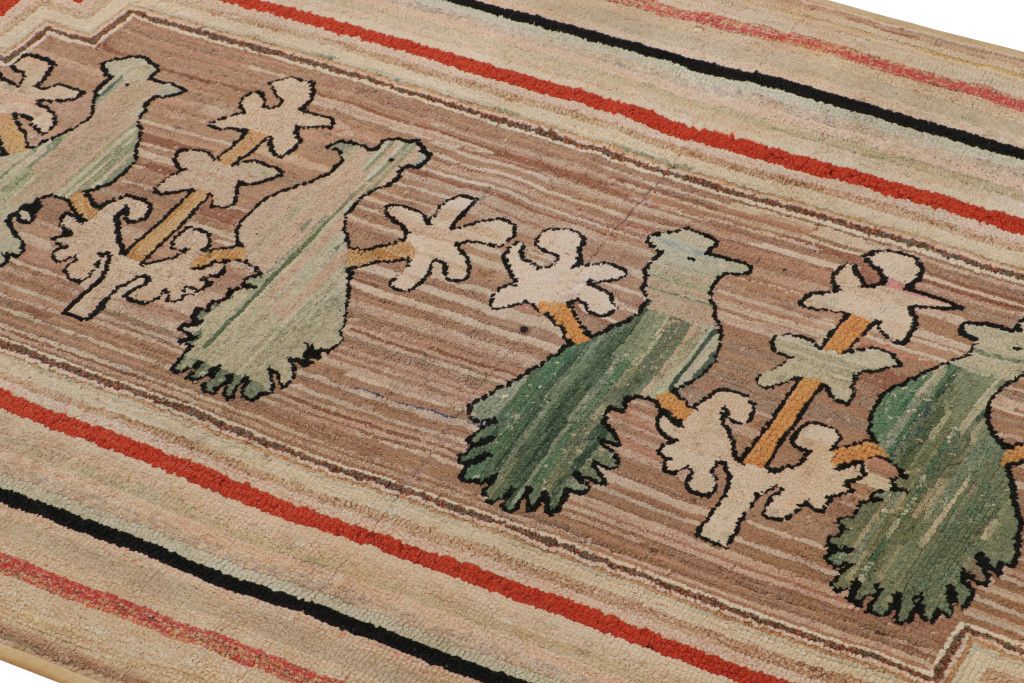 Antique Hooked Bird Pictorial Rug