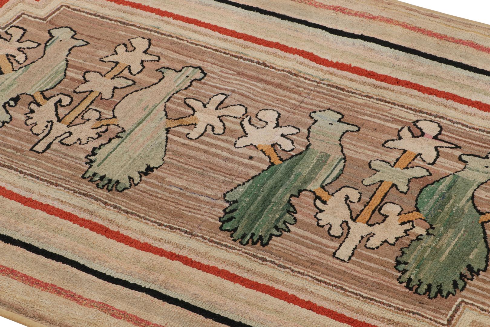 Antique Hooked Bird Pictorial Rug