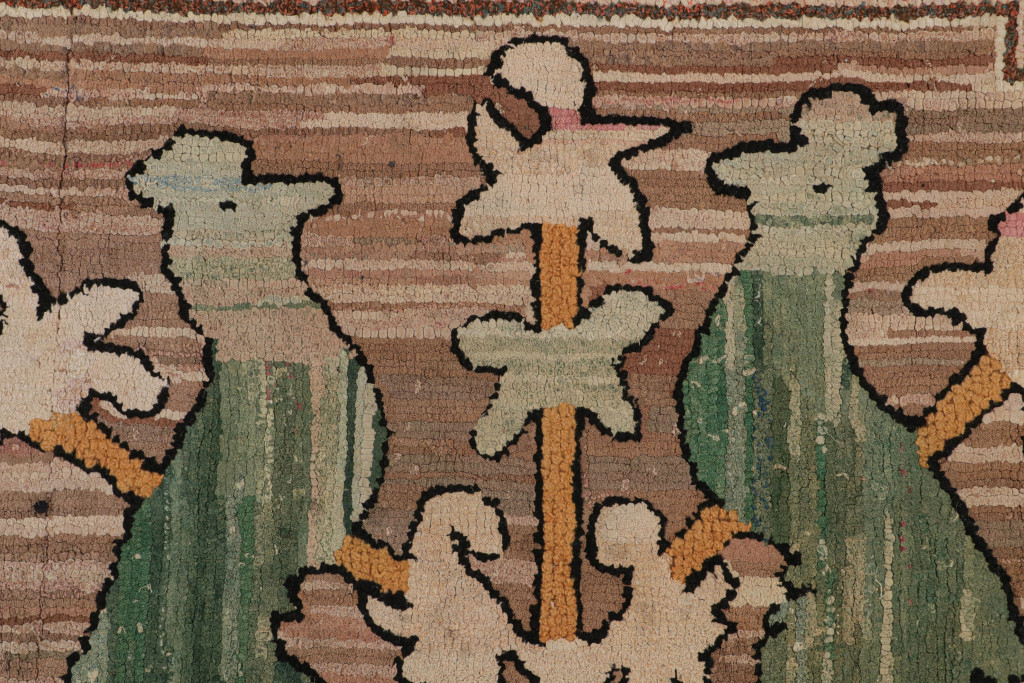 Antique Hooked Bird Pictorial Rug