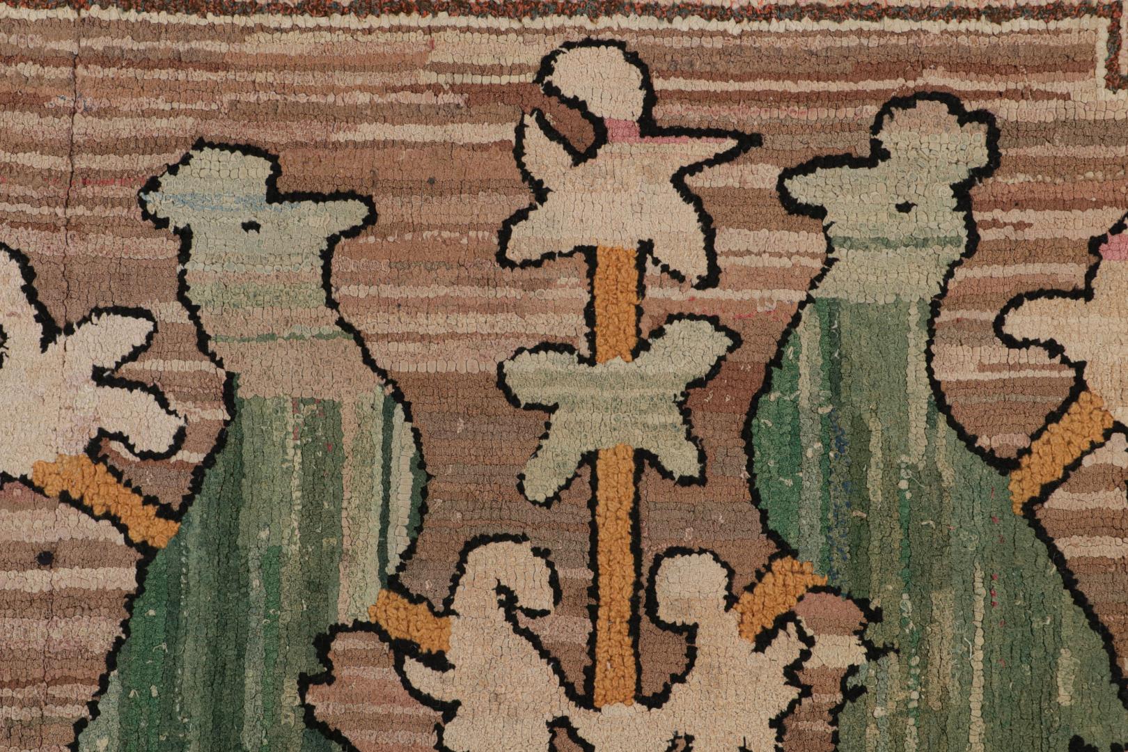 Antique Hooked Bird Pictorial Rug