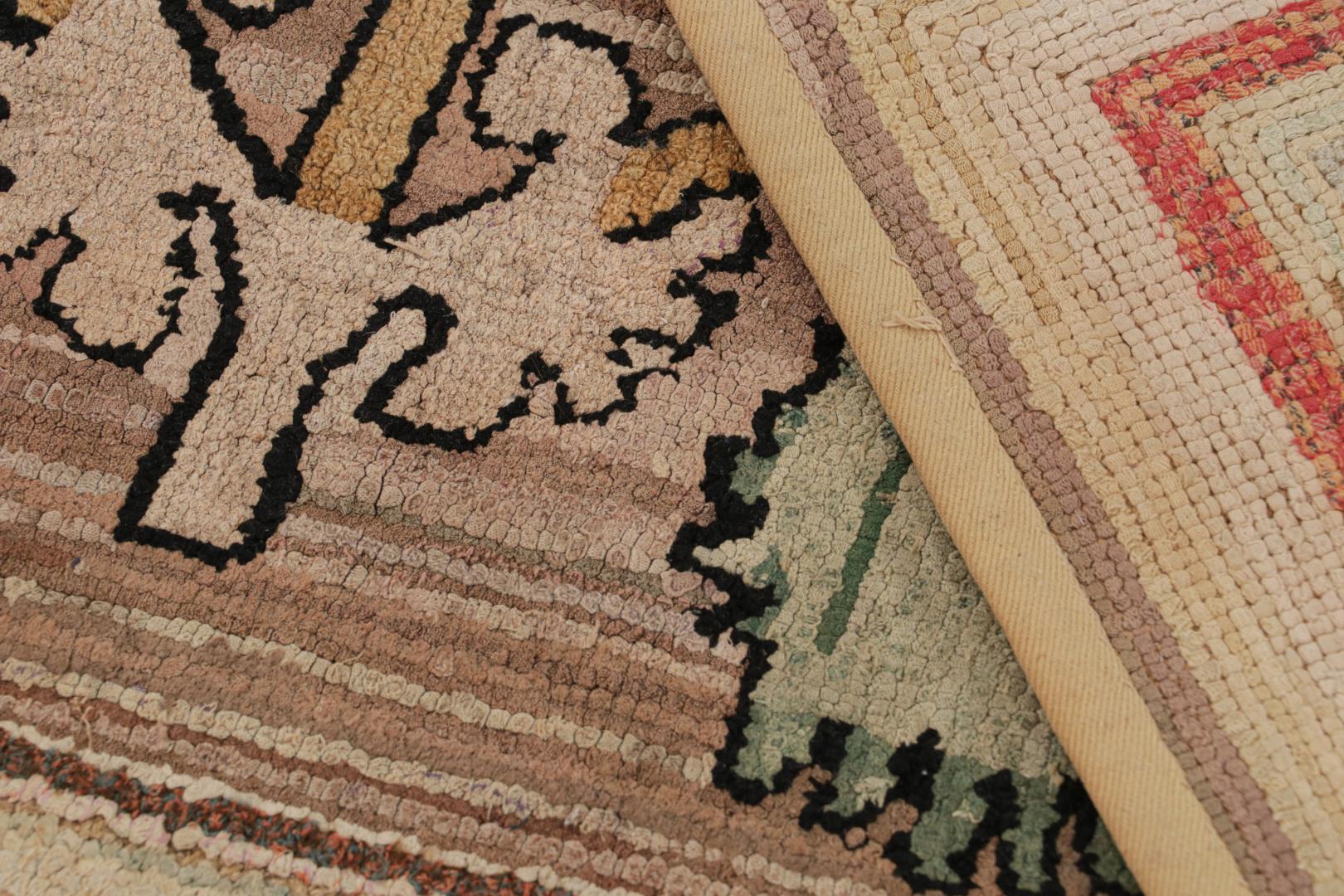 Antique Hooked Bird Pictorial Rug