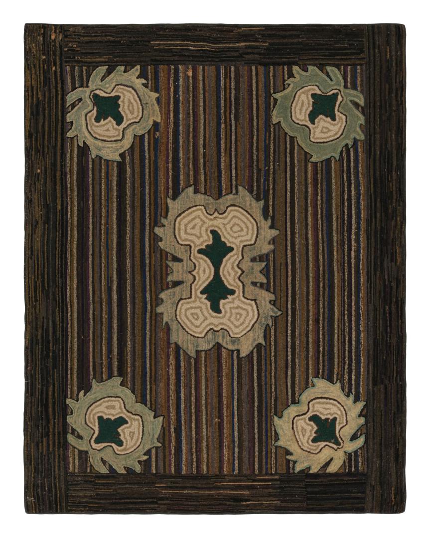 Antique Hooked Geometric Rug