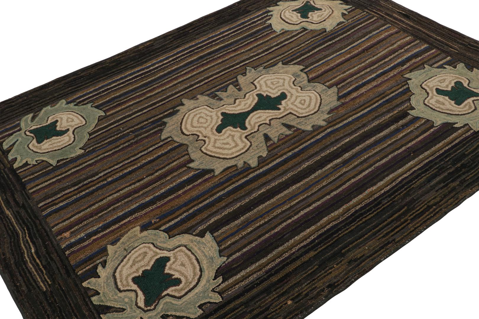 Antique Hooked Geometric Rug