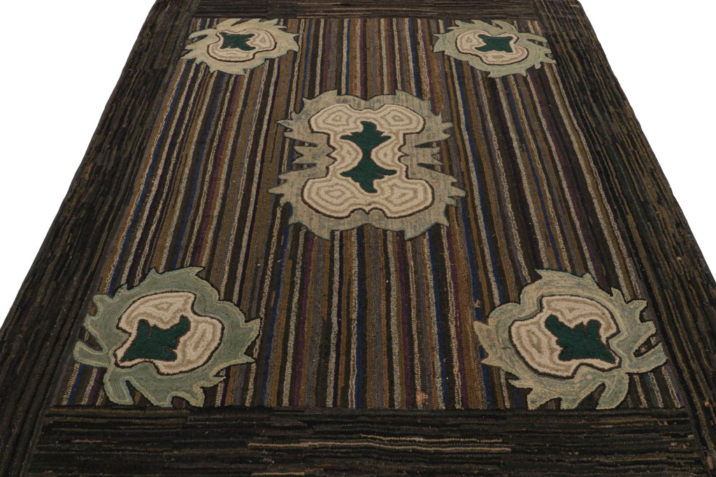 Antique Hooked Geometric Rug