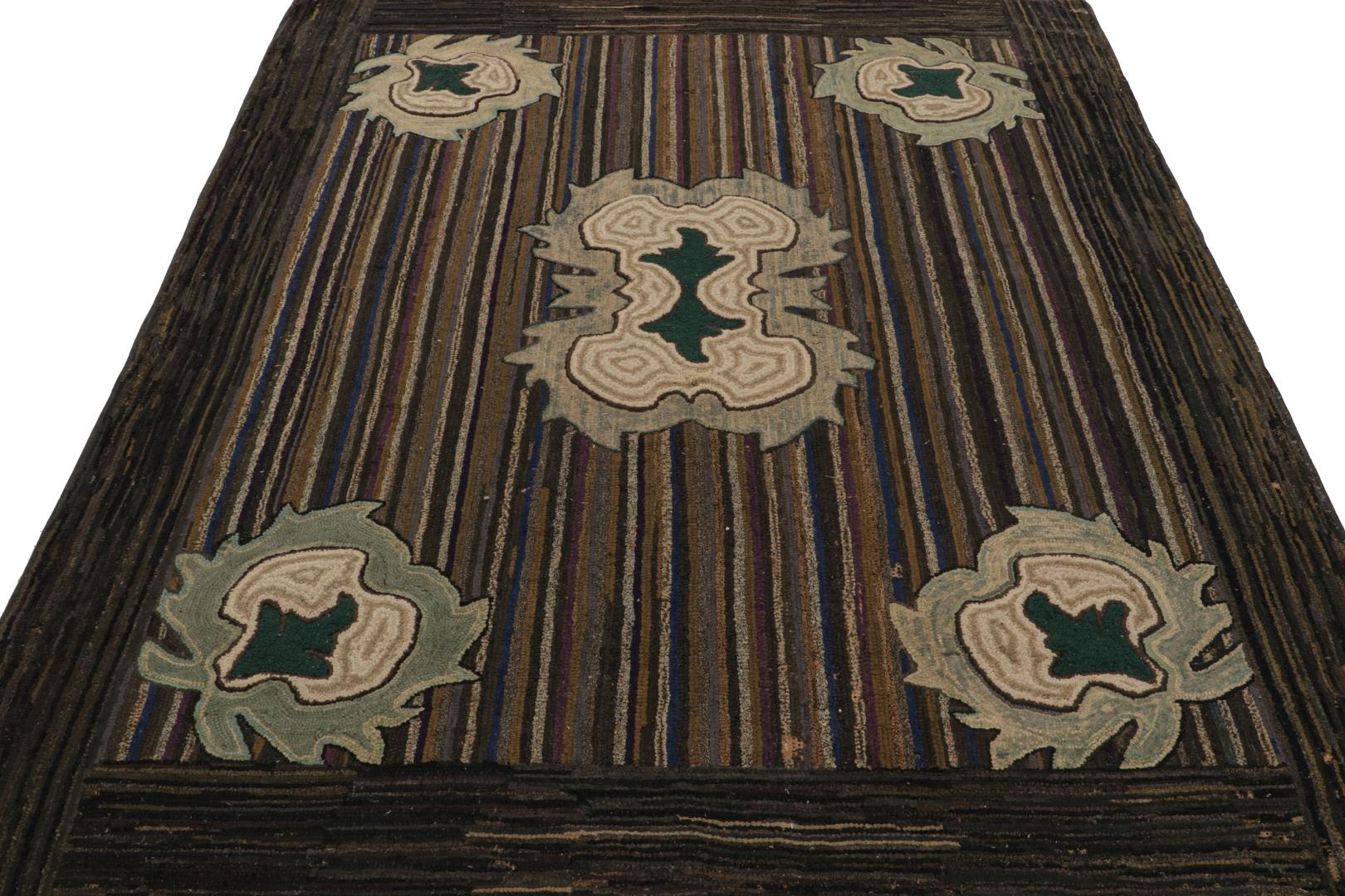 Antique Hooked Geometric Rug