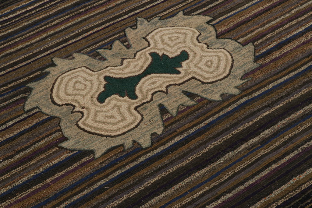 Antique Hooked Geometric Rug